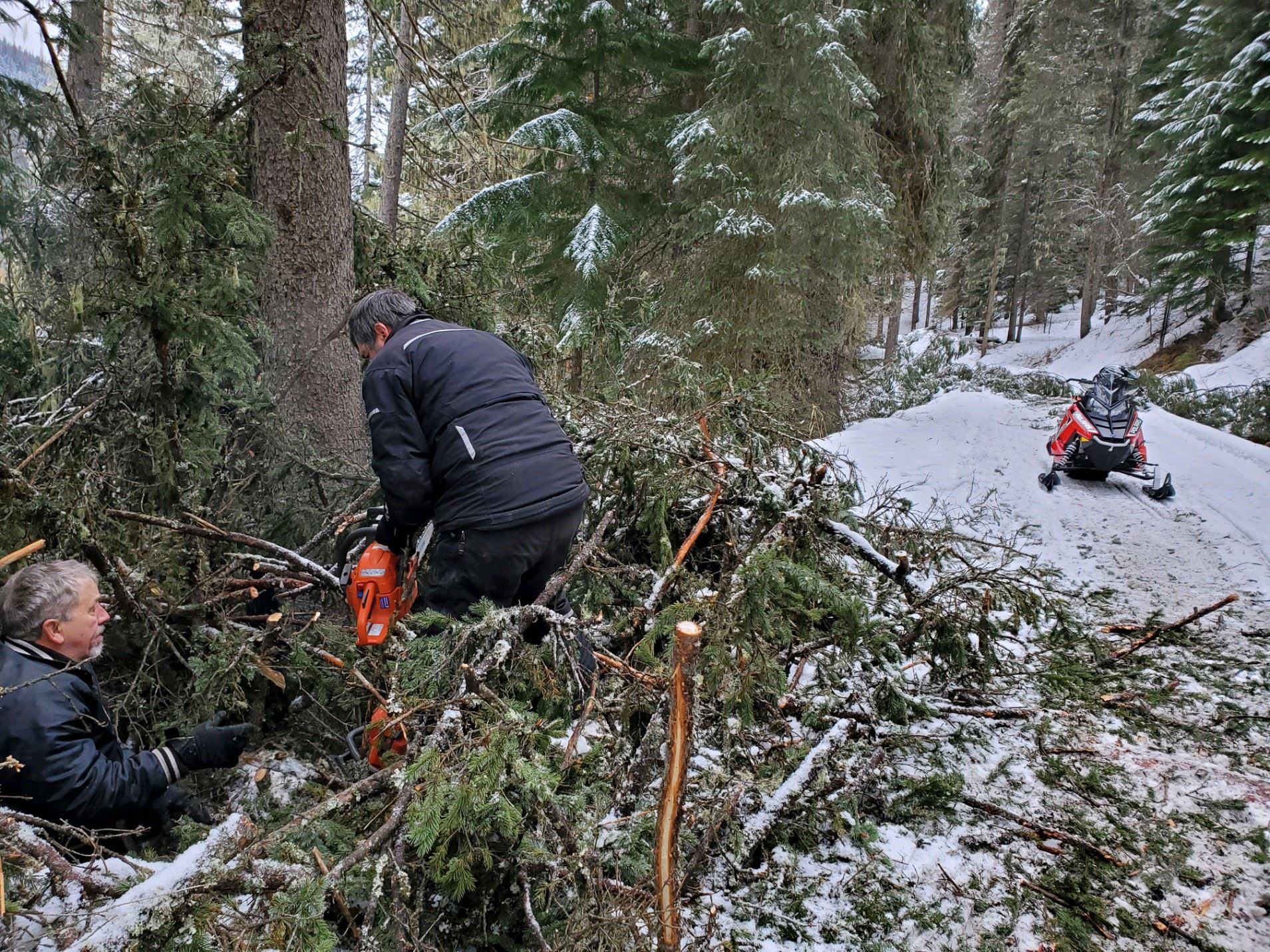 Snowmobile Club Clearing Trails